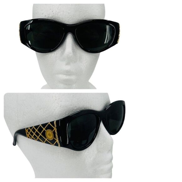 Vintage 1990s Black & Gold Rochas Paris Sunglasses Mod 9019 01 Made in France - Picture 1 of 16